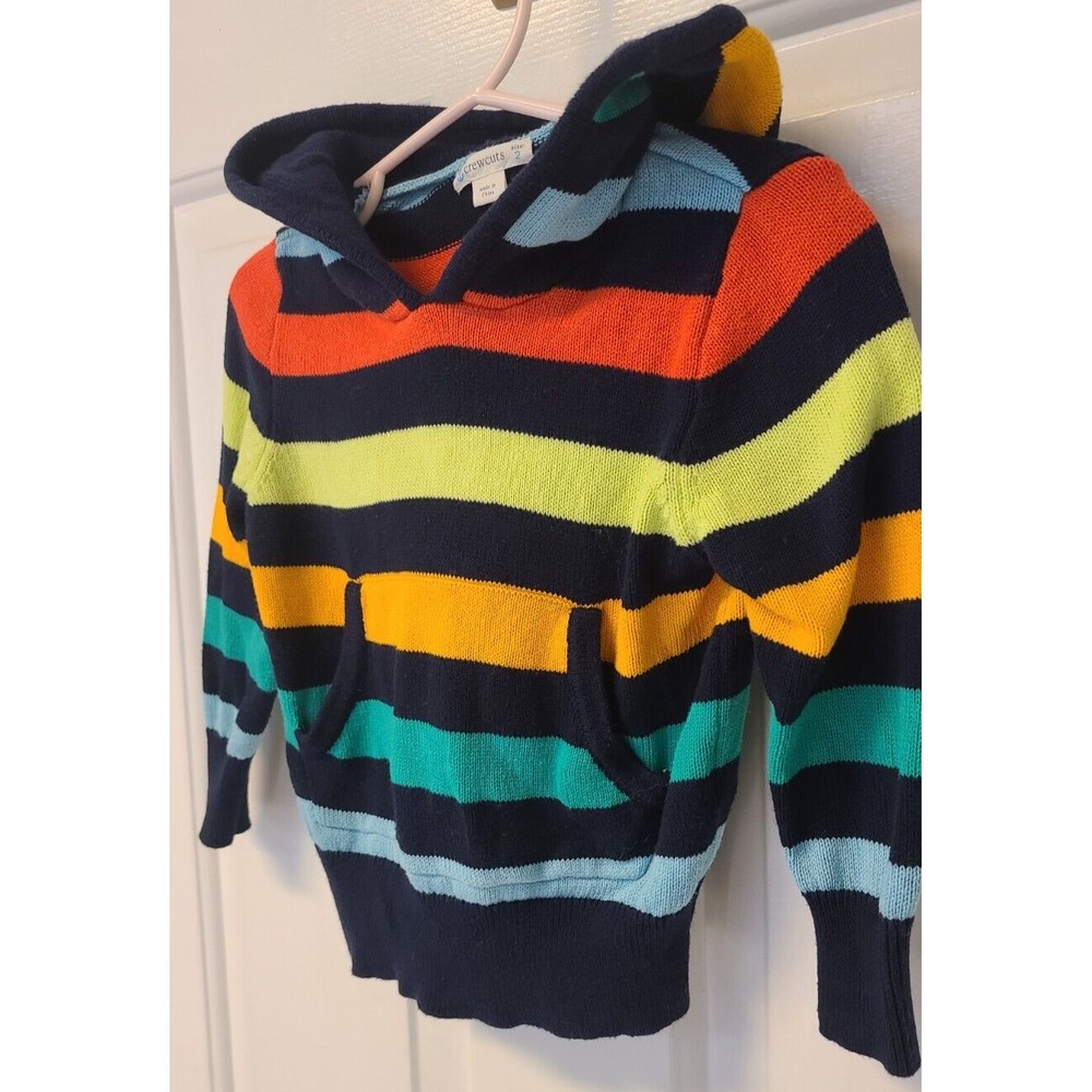 J Crew Kid's Striped Colorful Hoodie Sweater Size 2